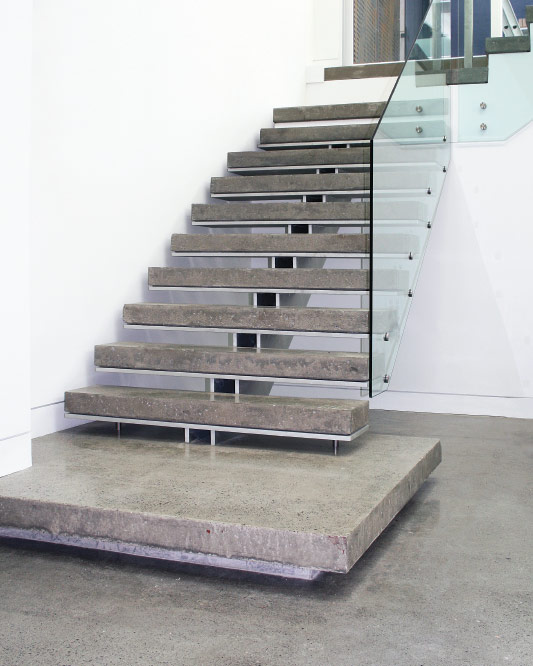 twin stringers / metal and concrete stair